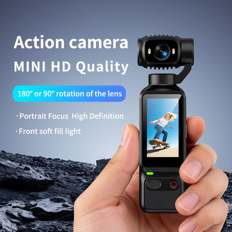 Manuale Fotocamera d'Azione Portatile HD 4K Rotazione 90 180 Gradi Per YouTube Vlog Registrazione Video Registra la Vita Fotocamera d'Azione Portatile