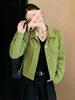 Chic Green Short Denim Jacket for Women - Spring Collection
