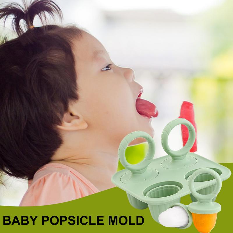 Popsicle Molds 4-Cavity Popsicle Molds Silicone Non-Sticky Pacifier Shaped Ice Pop Easy Release Popsicle Mold Cream Ice Maker