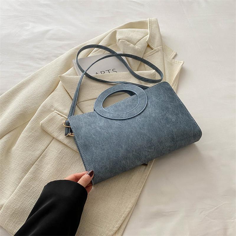 

Chic Spring Fashionable One Shoulder Casual Tote Bag Stylish Small Square Purse For Women синій