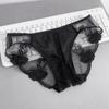 Sexy Lingerie Women Panties Flower Embroidery Transparent Underwear Open Crotch Briefs Mesh Hollow Underpants