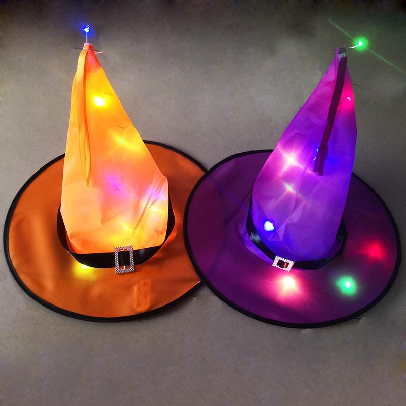 1PC Halloween LED Light Wizard Hat Adult Kids Witch Hats Costume Party Birthday Witches Top Pointed Caps Cosplay Halloween Props
