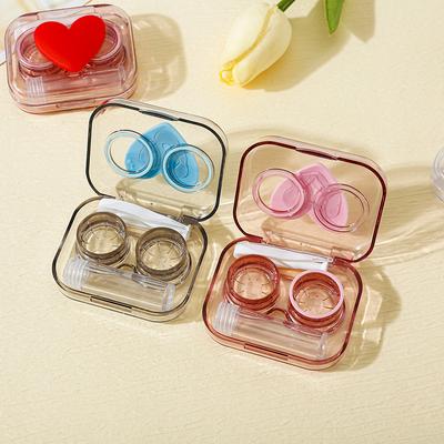 Étui à lentilles de contact en forme de cœur rouge avec pince à épiler, mini boîte à lentilles de contact Lovely Eyes, kits de voyage, accessoires de lunettes pour femmes