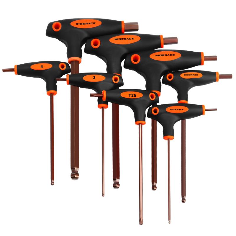 

RIDERACE велосипедный шестигранный ключ-ключ ручной ремонтный инструмент Т-образная рукоятка 2.5/3/4/5/6/8/10 мм T25 S2 стальной шарообразный внутренний шестигранный гаечный ключ