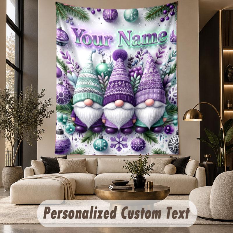 Gnome (293) Theme Custom Tapestry Personalized Custom Name Text Wall Hanging Tapestry Home Decor Background Cloth