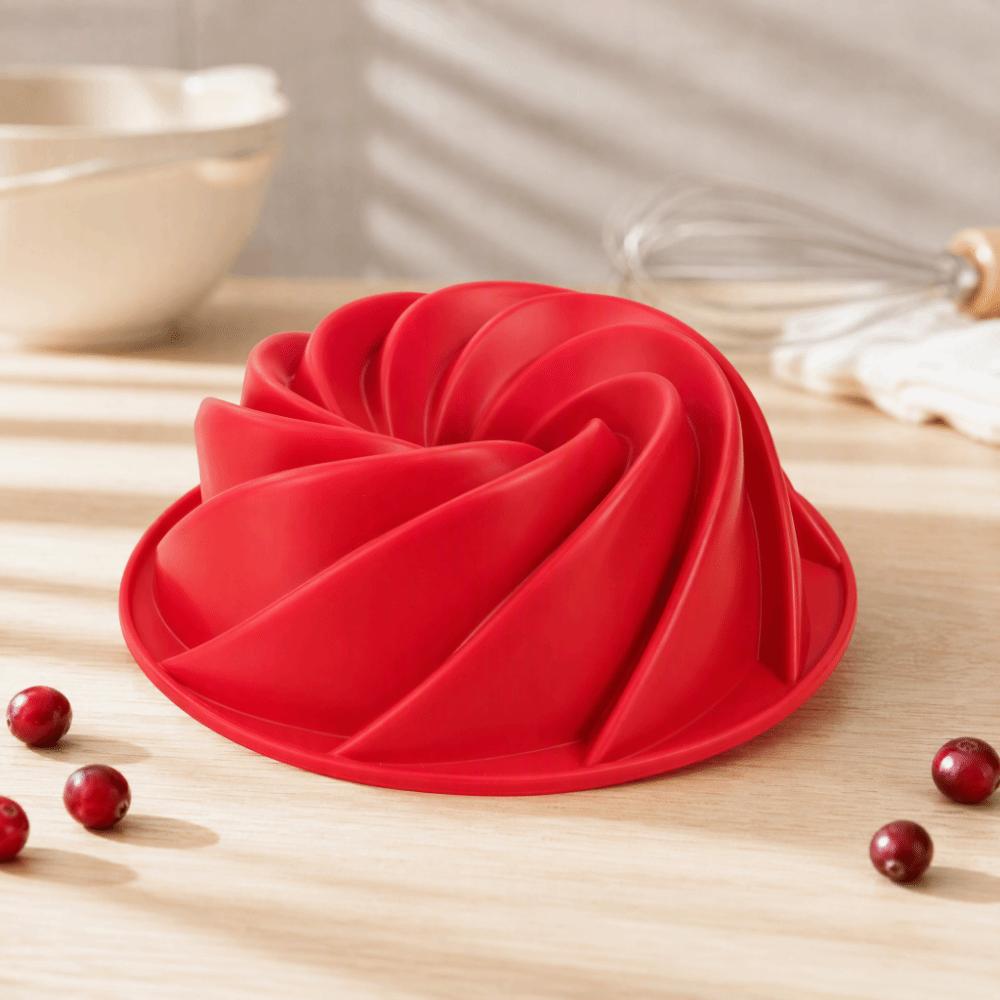 Silicone Spiral Cake Pan Non-Stick Round Baking Pan Reusable Fluted Bundt Pan DIY Pastry Dessert