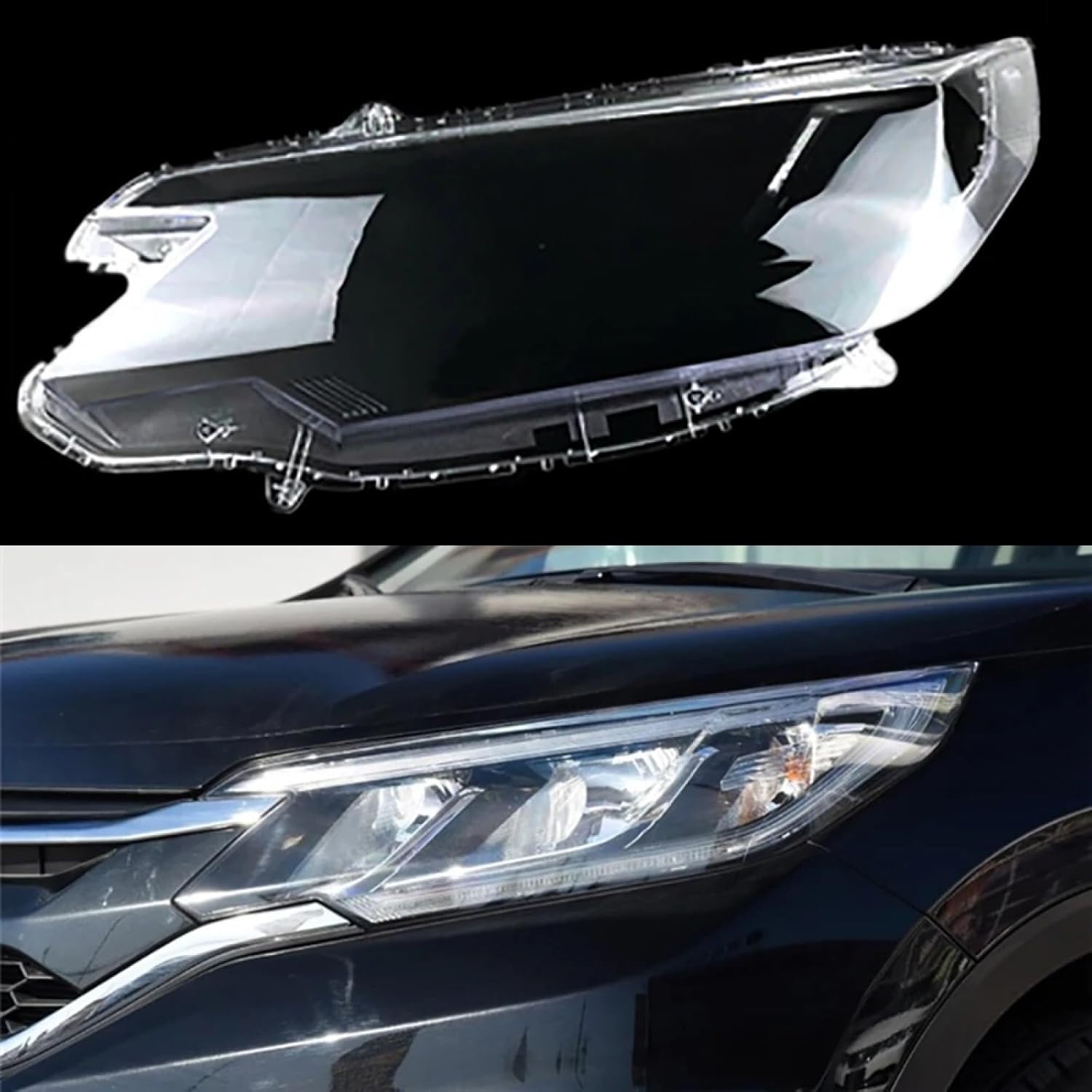 

Compatible for Honda CRV 2015 2016, Headlamp Case Car Front Glass Headlight Cover Head Light Lens Caps Lamp Replace Original Lampshade Shell(A Piar) Left