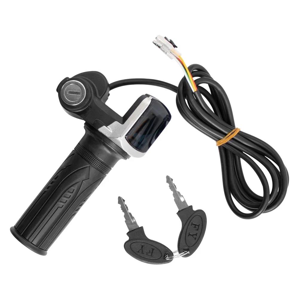 36V 48V 60V Electric Bicycle Throttle Grip E-bike Handlebar with Lock Ebike Scooter Accelerator Power Indicator Key LED Display Throttles 2