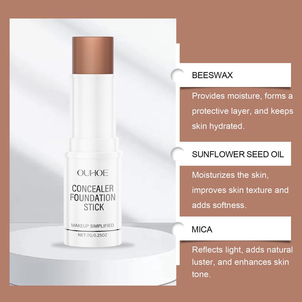 Ouhoe Brown Concealer Foundation Stick Lightweight Hydrating Radiant Natural Finish