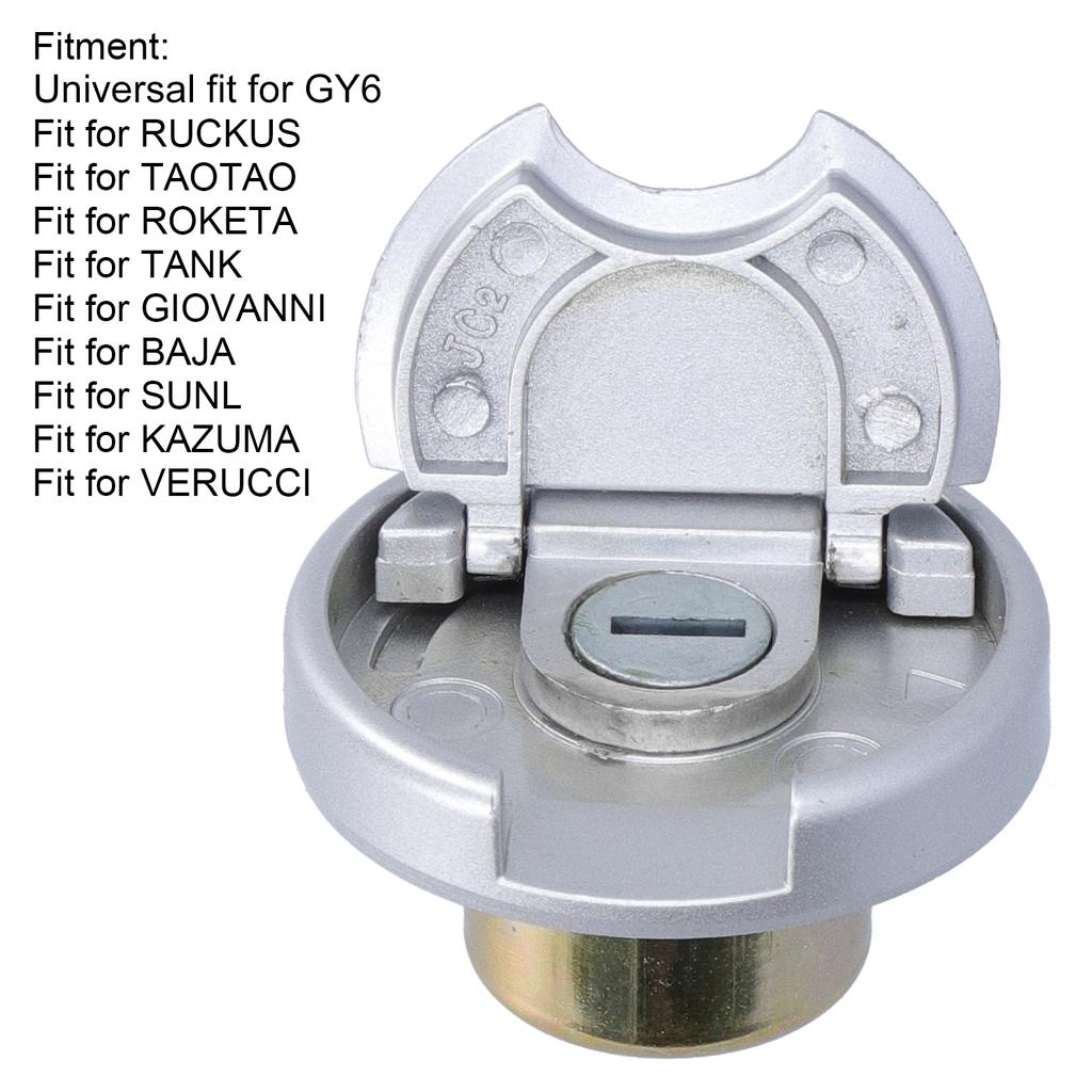 Stainless Steel Motorcycle Gas Fuel Tank Lock Cap Cover with Keys Universal for GY6 Scooter Parts