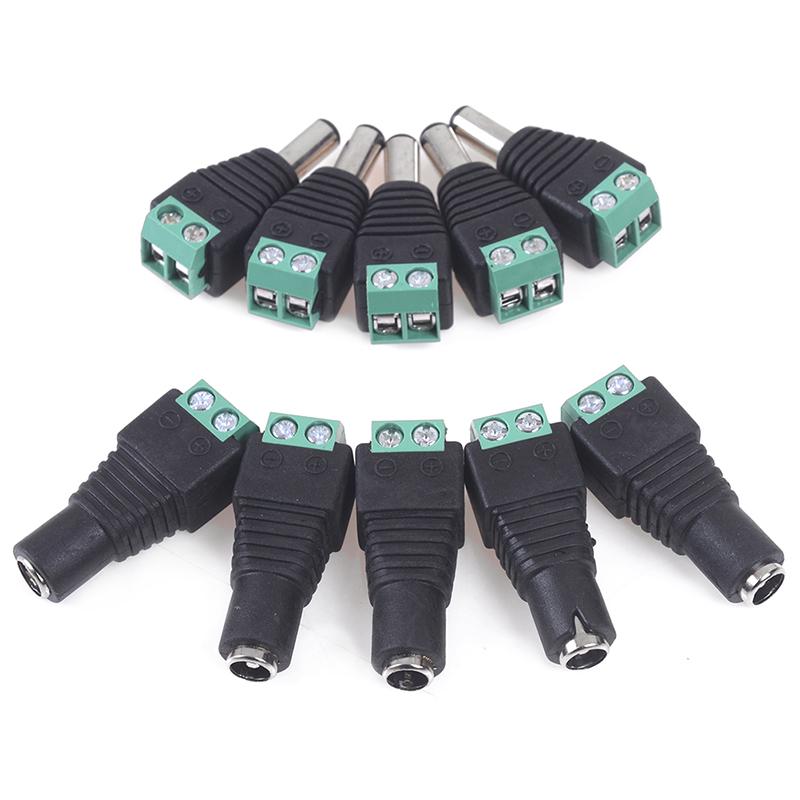 10pcs/5Pairs 2.1x5.5mm DC Power Plug Jack Adapter Connector Male and Female