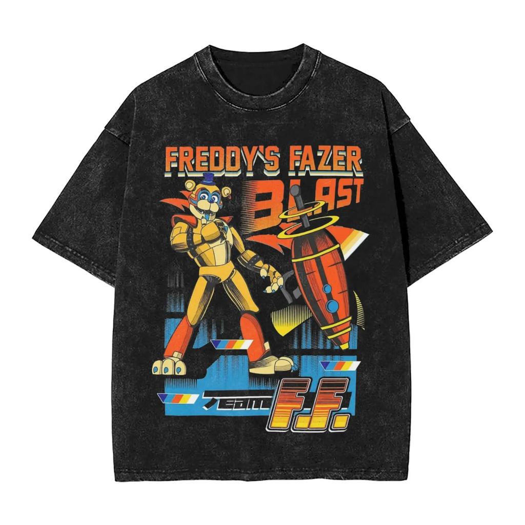 Hot Sale New Horror Game FNAF At Freddy's Peripherals T-Shirt Men Women Oversized Casual Summer Tee Harajuku Fashion Cotton Tops
