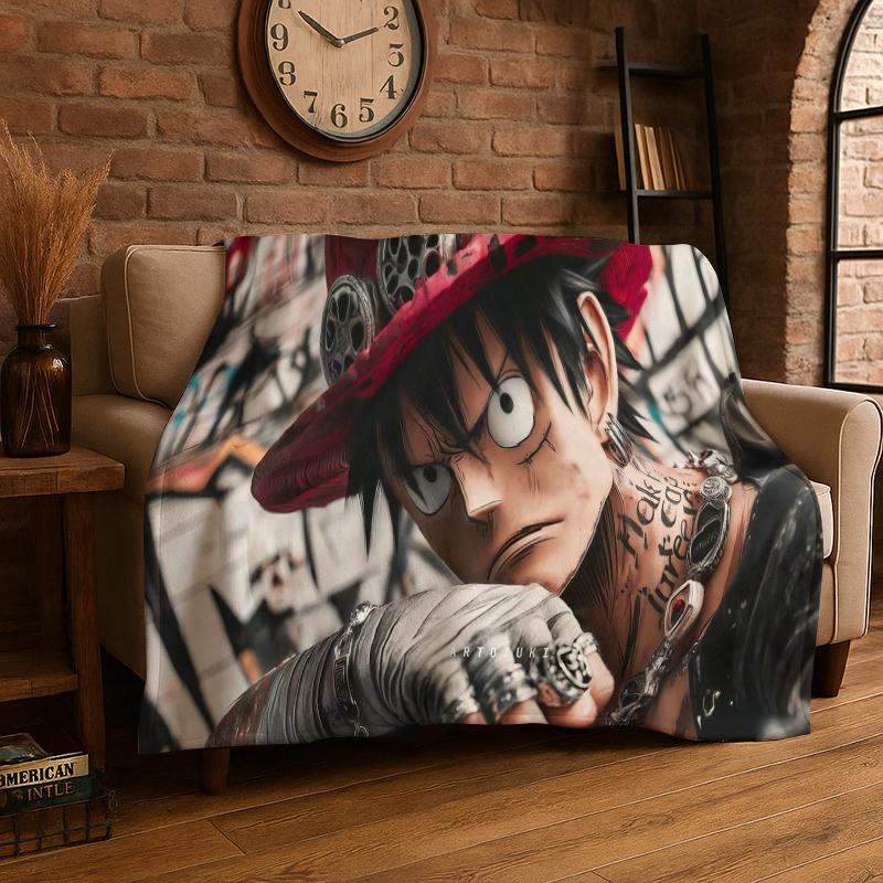 Anime Zoro One P-Piece Cartoon Flannel Blanket Soft Warm Throw Blanket for Bedroom Living Room Bed Travel Camping Picnic Kid