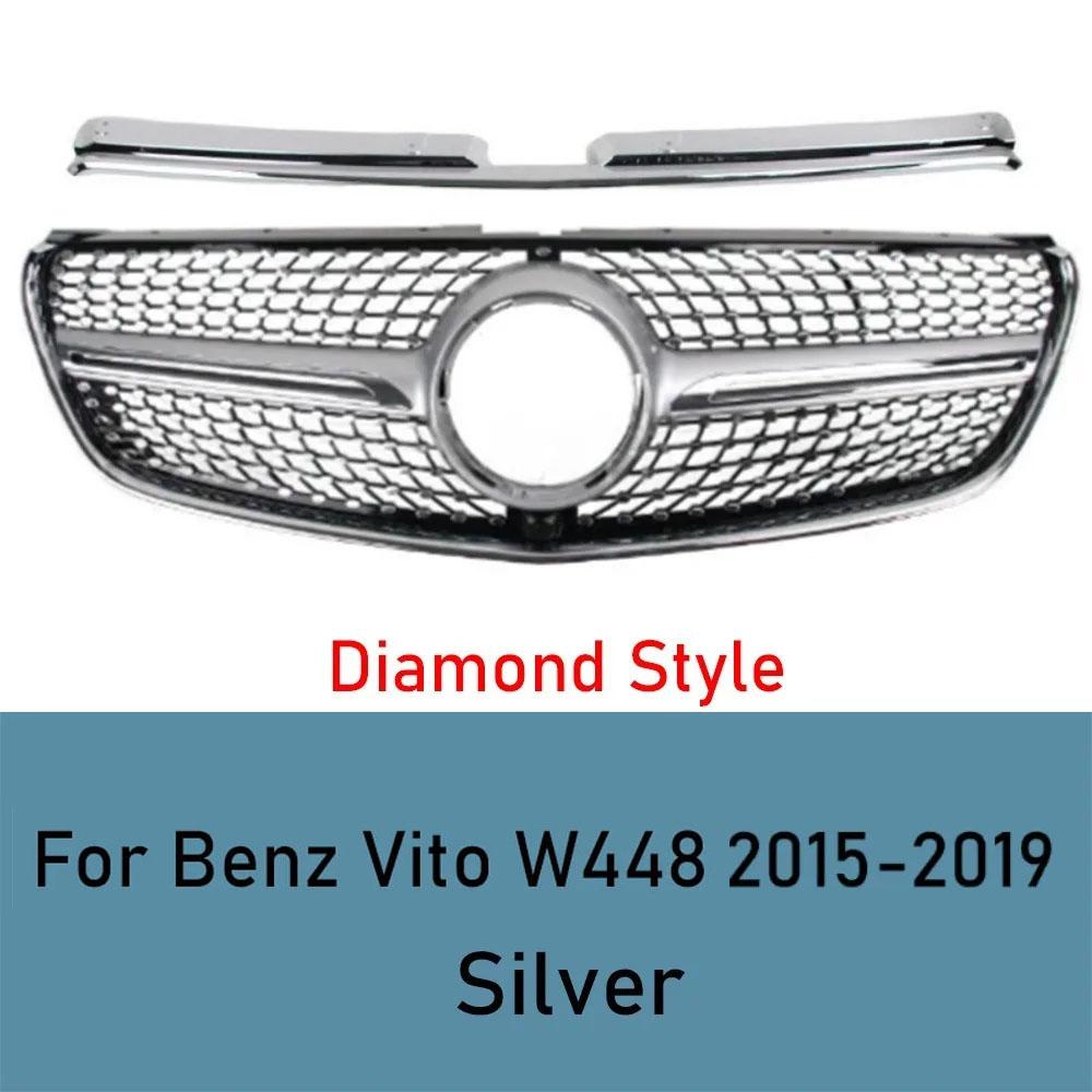 Für Mercedes V-Klasse W447 W448 2015-2019 V250 V260 Sport Kühlergrill Gitter Glänzend Schwarz ABS Stoßstangengrill Autozubehör