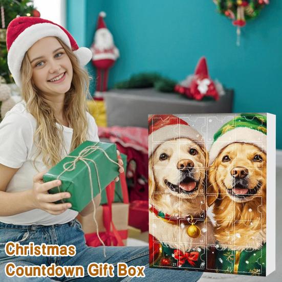 Christmas Dog Advent Calendar 24 Days Acrylic Hanging Ornaments Festive Themed Charms Countdown Decorations