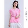 VICTORIA&VERA Women's Summer V-Neck Sleeveless Blouse with Adjustable Tie