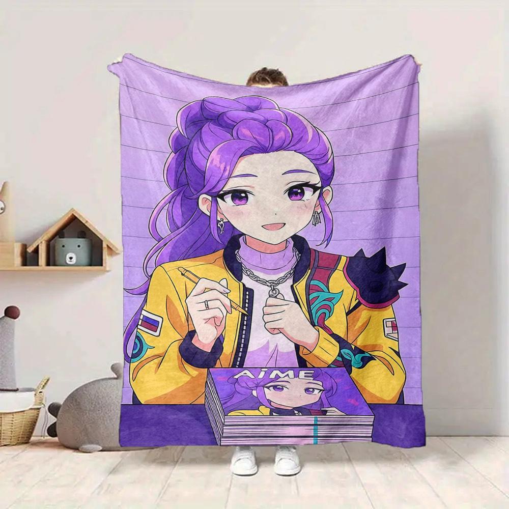 1PC Huntrix, K pop Blanket Lightweight Flannel Throw Blanket for Sofa, Bed, Travel, Camping, Livingroom, Office, Couch