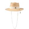 2025 Dames Zomer Raffia Stro Zonnehoed met Afneembare Ketting Halsketting, Stijlvolle Brede Rand Strandhoed UV Bescherming