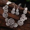 Vintage Ethnic Style Size Swirl Earrings Necklace Jewelry Two Piece Set For Women Elegant Bohemian Jewellery Accessories Gifts