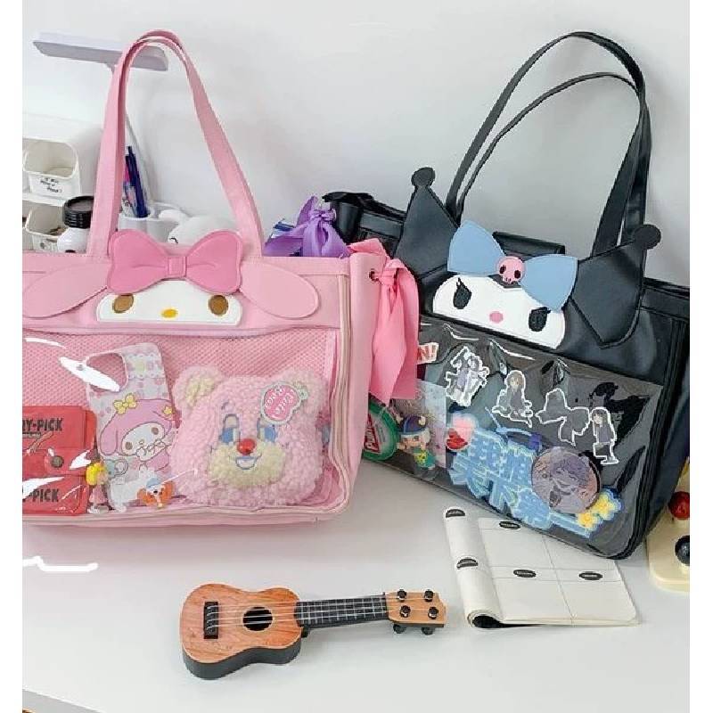 Kuromi Melody Cartoon Pvc Shoulder Bag With Large Capacity For Daily Use