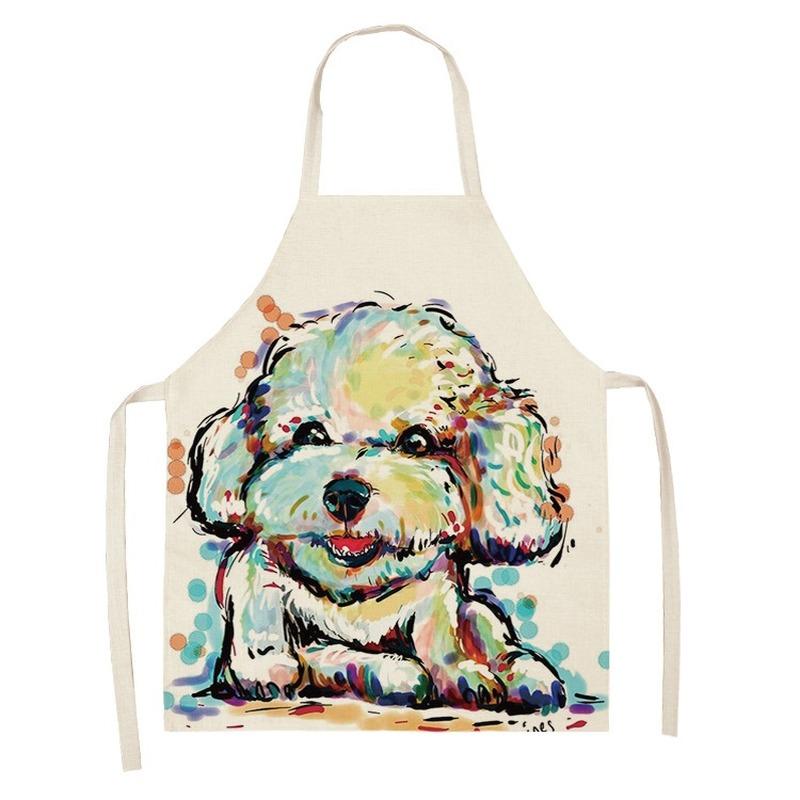 68x55cm Kuchyňská zástěra pro domácnost pro dospělé proti znečištění pro ženy Muži Pes bez rukávů Polyesterová kombinéza se zvířecím potiskem