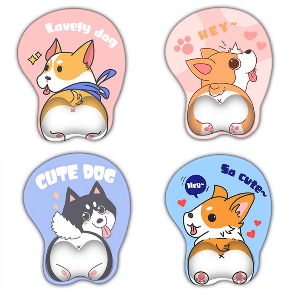 Comfortable Palm Cute Corgi Mouse Pad Non Slip Cute Animal Silicone Wrist Guard Ergonomic Design Mouse Pad Men and Women