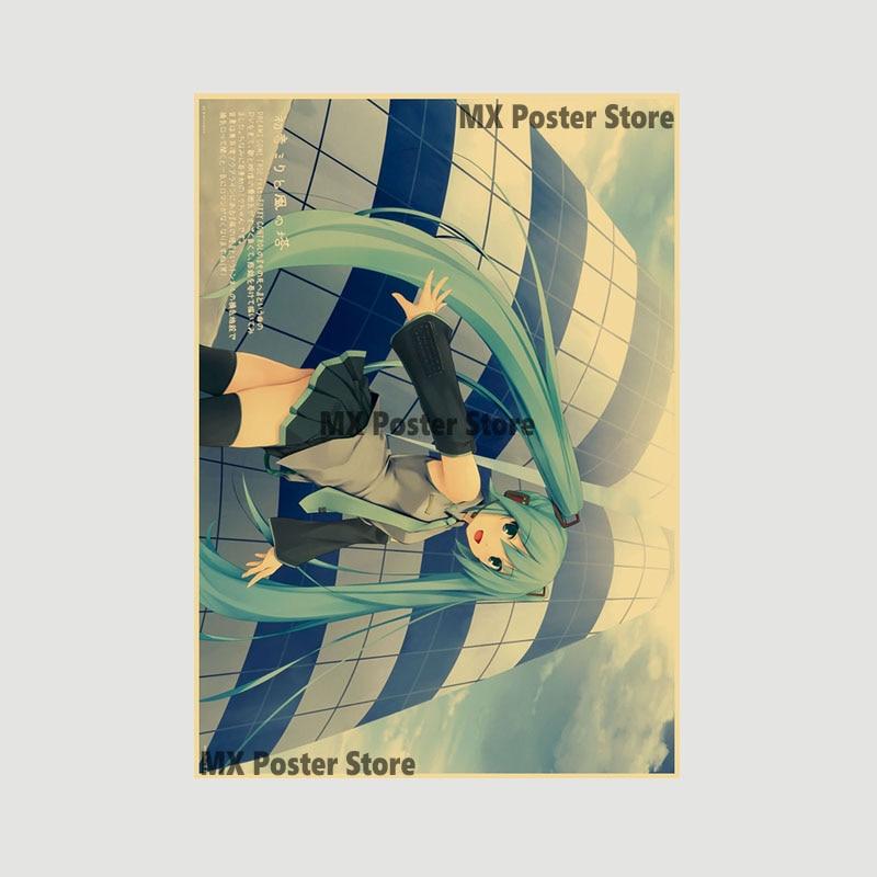 

Аниме идол мультфильм певец Мику плакат HD печать крафт-бумага ретро настенные художественные фотографии спальня декоративная живопись домашний декор подарки 42x30cm