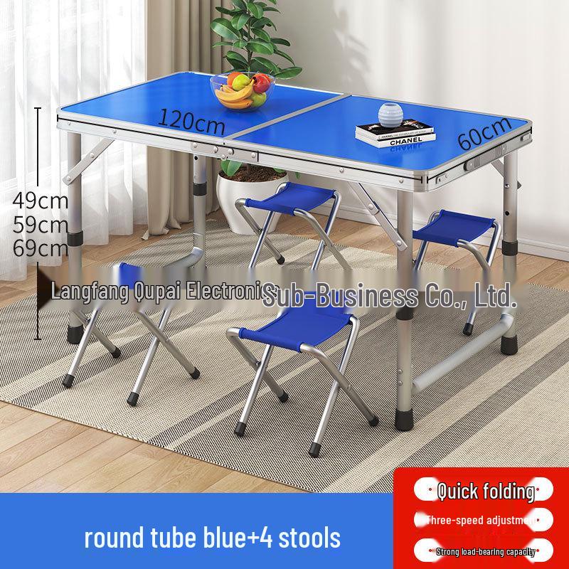 Portable Foldable Aluminum Camping Table and Chairs for Outdoor, Night Market, and Picnic Use