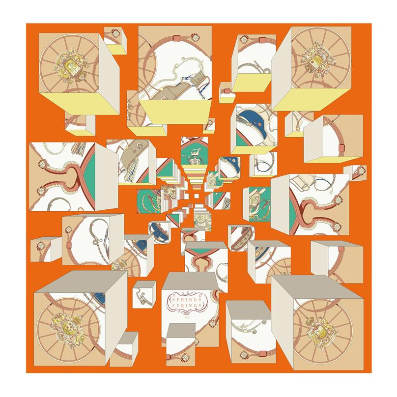 Silk Scarf Women City Street Print Square Scarves Head Echarpes Silk Foulards Femme Wraps Beach Shawl Bandana Lady Hijabs 90CM
