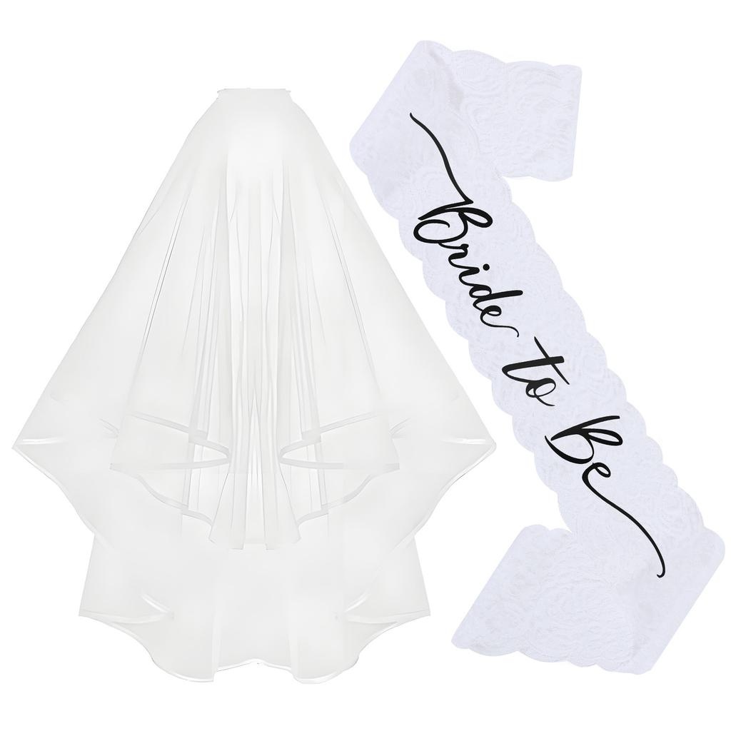 Hen Party Bride to Be Set Include Bride to Be Sash,Bridal Veil White for Bride Shower,Wedding,Bachelorette Party BRIDE Sash Set