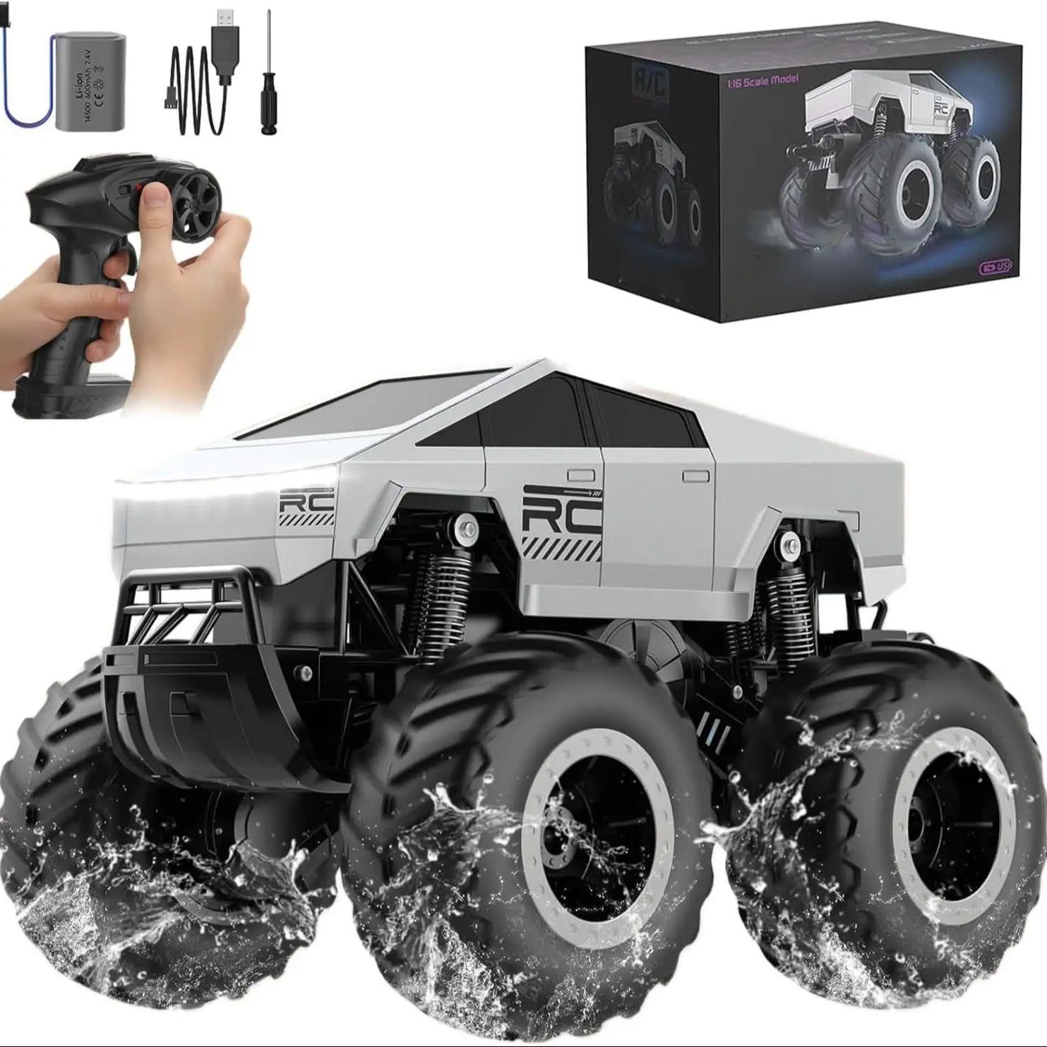 

Remote Control Car Off-Road Pick-up Truck, 4WD Amphibious RC Trucks Toy RC Cars for All Terrain, 1:16 Scale Hobby Monster Truck срібний