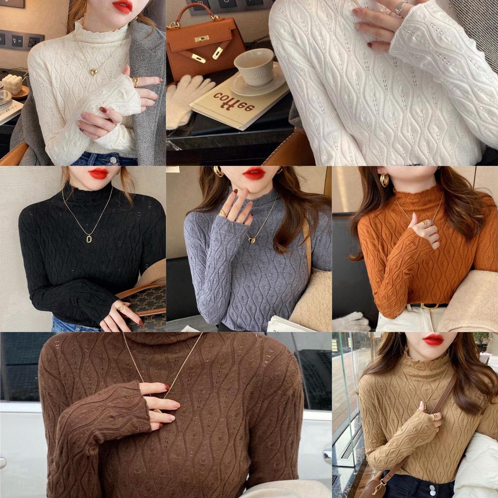 Women's Winter Half High Neck Base Sweater With Sweater Underneath