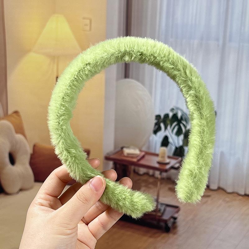 Herbst/Winter Damen Einfaches Bonbonfarbenes Plüsch-Stirnband mit breiter Krempe - Niedliches und vielseitiges Haaraccessoire