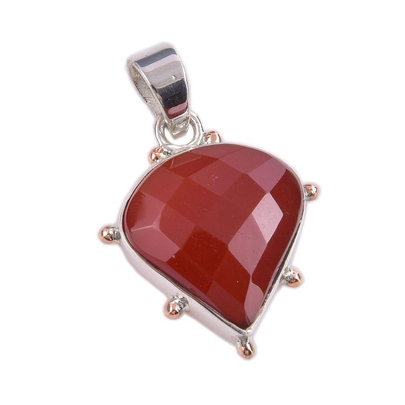Natural Carnelian Gemstone Handmade 925 Solid Sterling Silver Pendant 1.25" A2g61