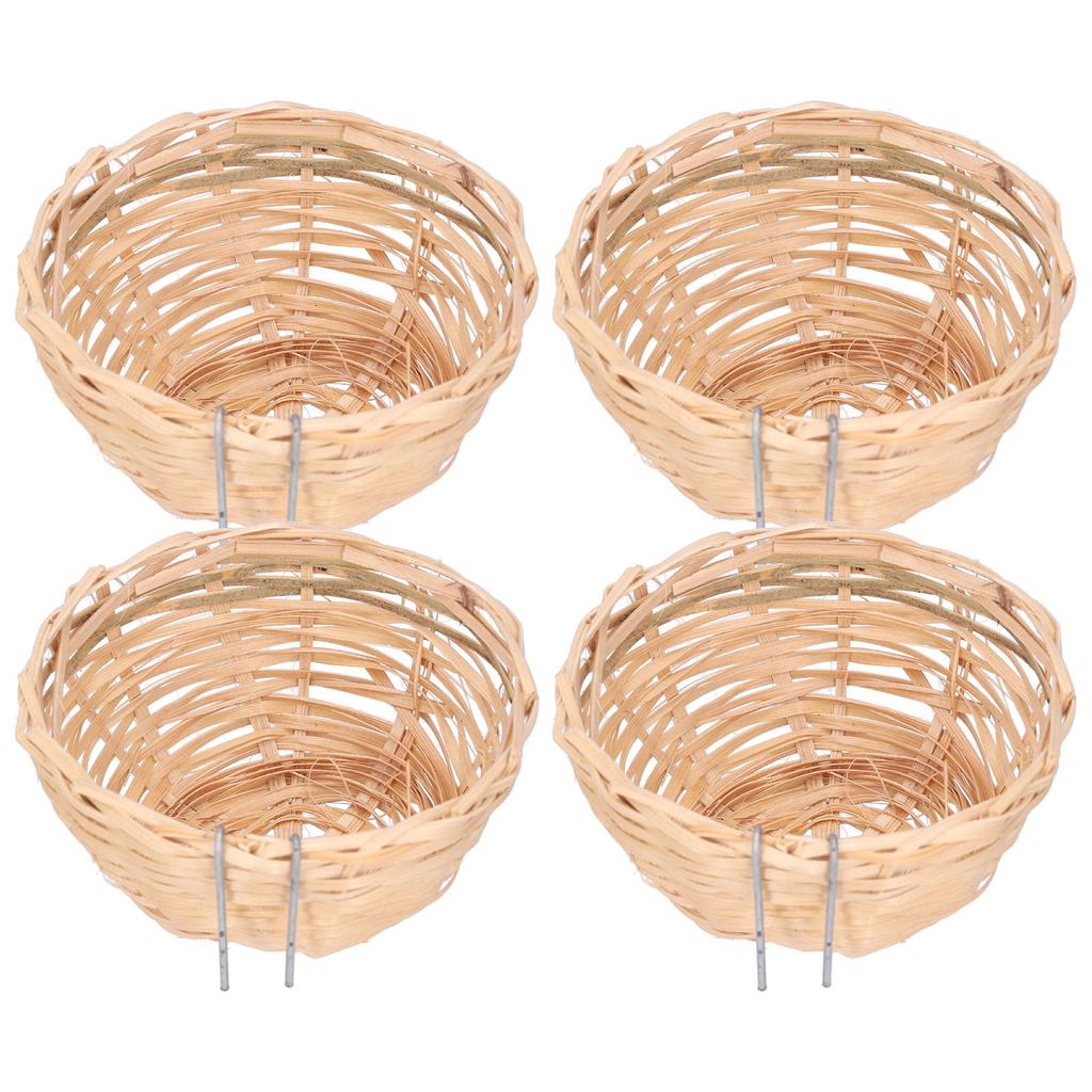 4pcs Bamboo Bird Nest Handmade Weaving Breeding Resting Bird House with Hook for Parrots Canary