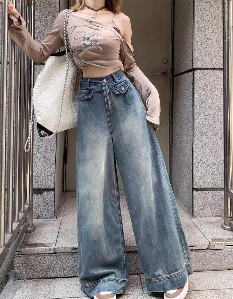 Women’s Plus Size High Waist Retro Wide Leg Jeans