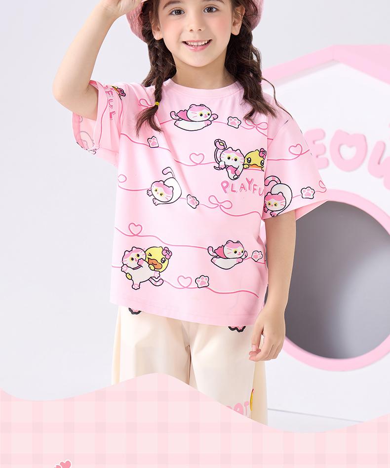 Little Yellow Duck Children's Clothing Women's Treasure Round Neck Short Sleeve Summer Sweet Cool Versatile T-shirt
