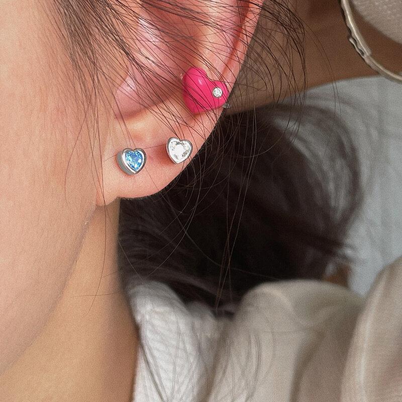 2PCS Acrylic Flower Stud Earring Fashion Women Shiny Colorful Screw Stud Earrings Stainless Steel Cartilage Helix Ear Piercing Jewelry Accessories