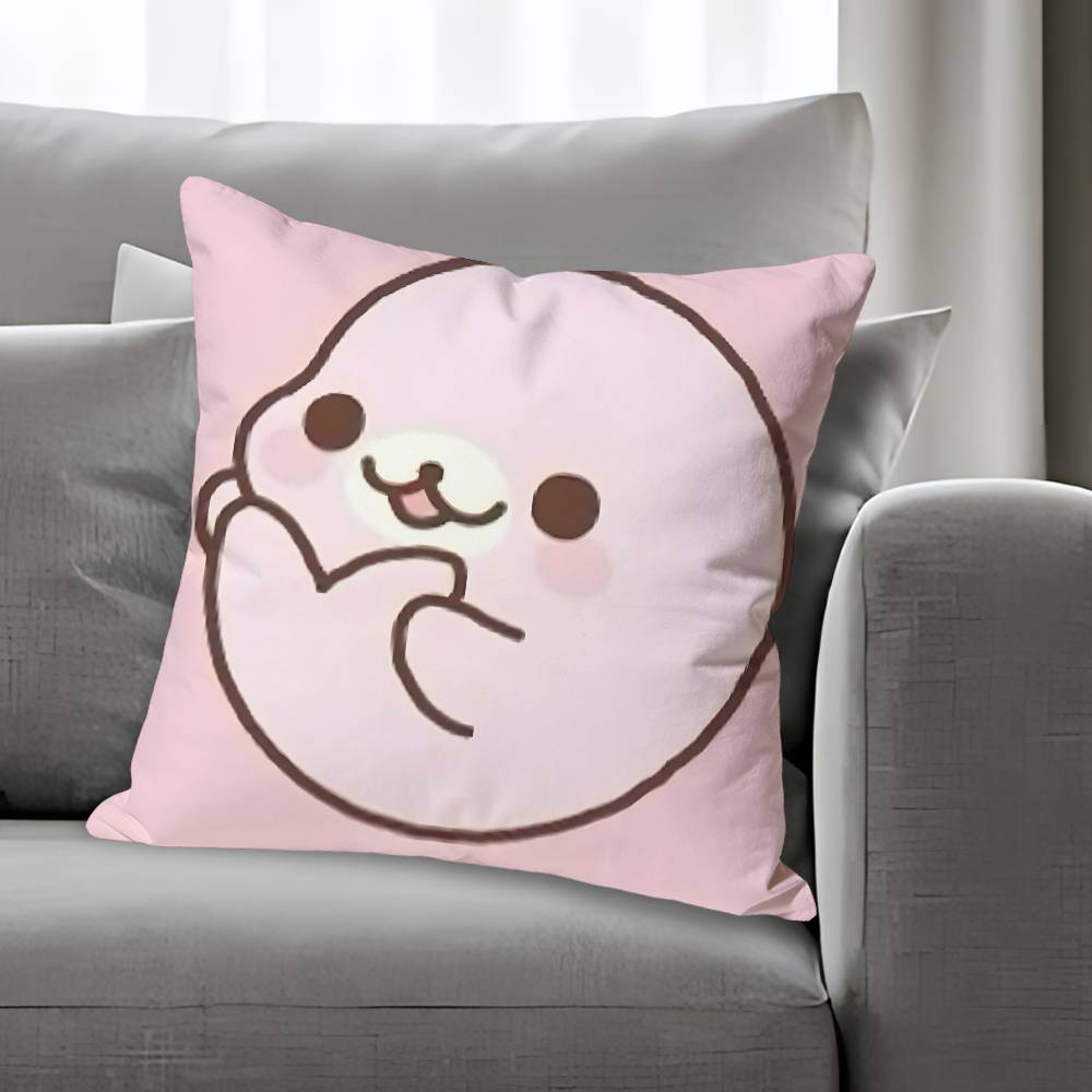 M-Mamegoma S-Seal Cute Meme Pillow Cases for Bedroom Living Room Sofa Home Decor Polyester Cushion Cover with Zipper