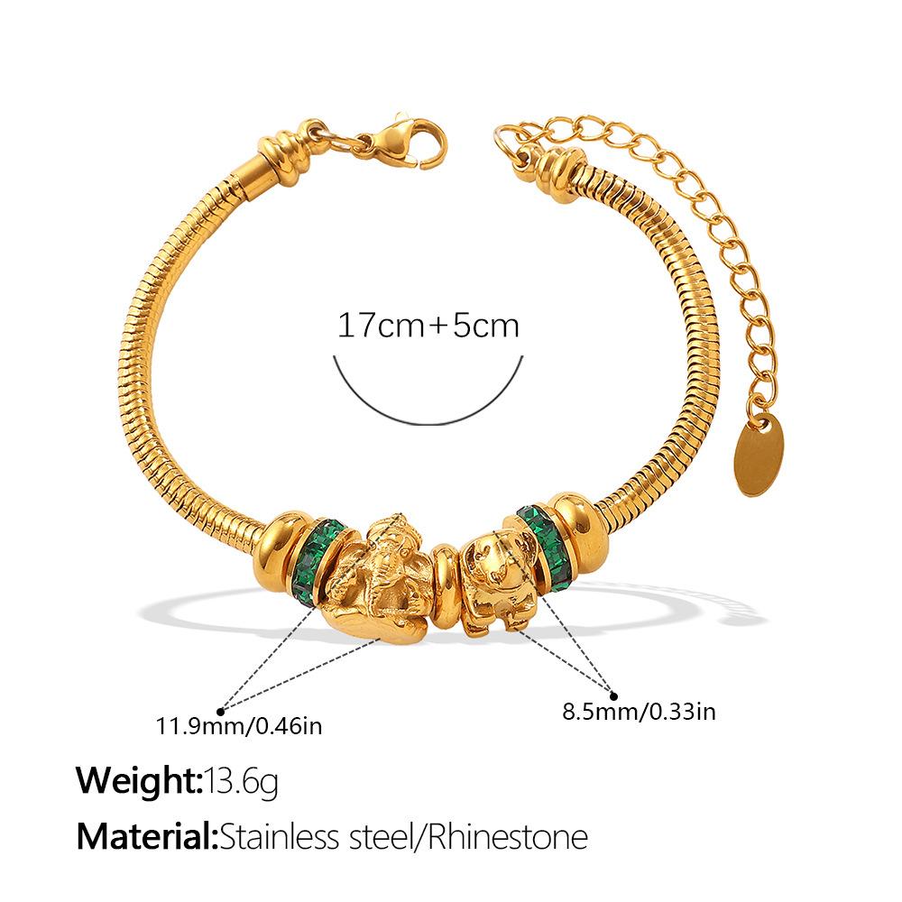 European and American retro style DIY crown love pendant bracelet stainless steel plated 18K gold bracelet