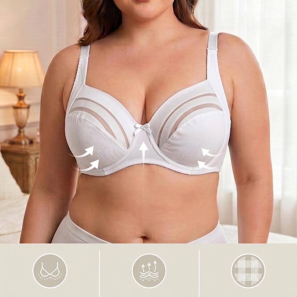 Women's Underwire Unlined Thin Cup Support Bra 38C-48C 38D-48D-2501