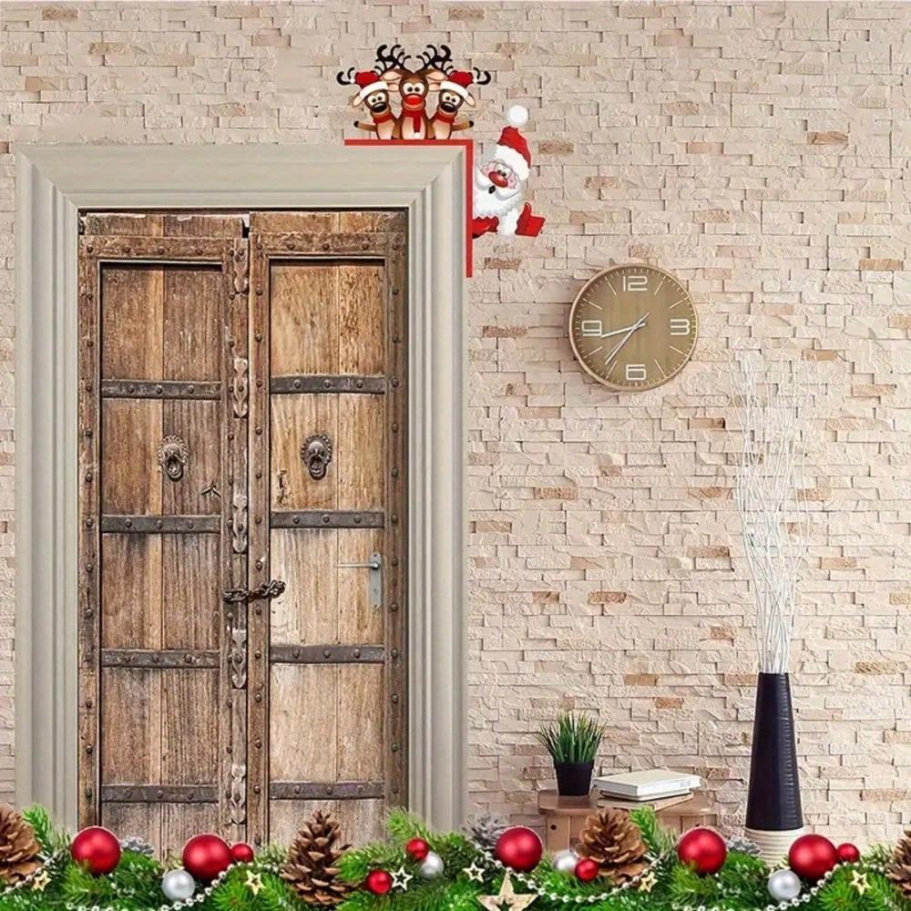 

Metal Santa Claus and Reindeer Wall Art Hanging, 1pc Christmas Door Decor, Rustproof Home Ornament for Modern Bedroom, Window, Party Decoration TY8078-01