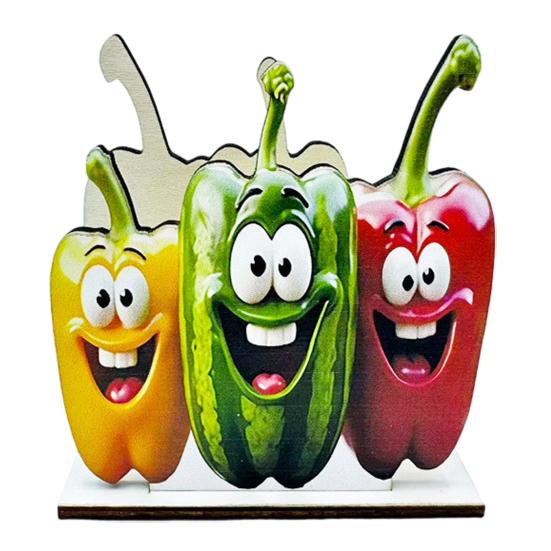 Wooden Napkin Holder, with High-Definition UV Printing Cartoon Design, Stable Base Napkin Dispenser for Kitchen Dining G
