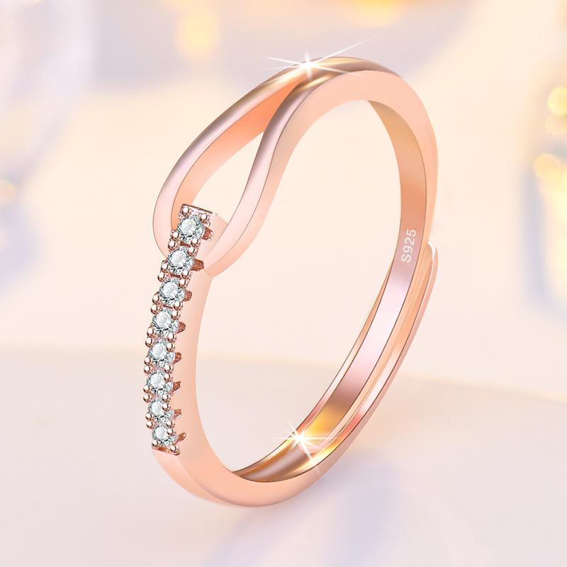 New 925 Sterling Silver Ring AAA Zircon Adjustable Size Engagement Rings for Women Wedding Ring Party Fashion Nice Jewelry Gift