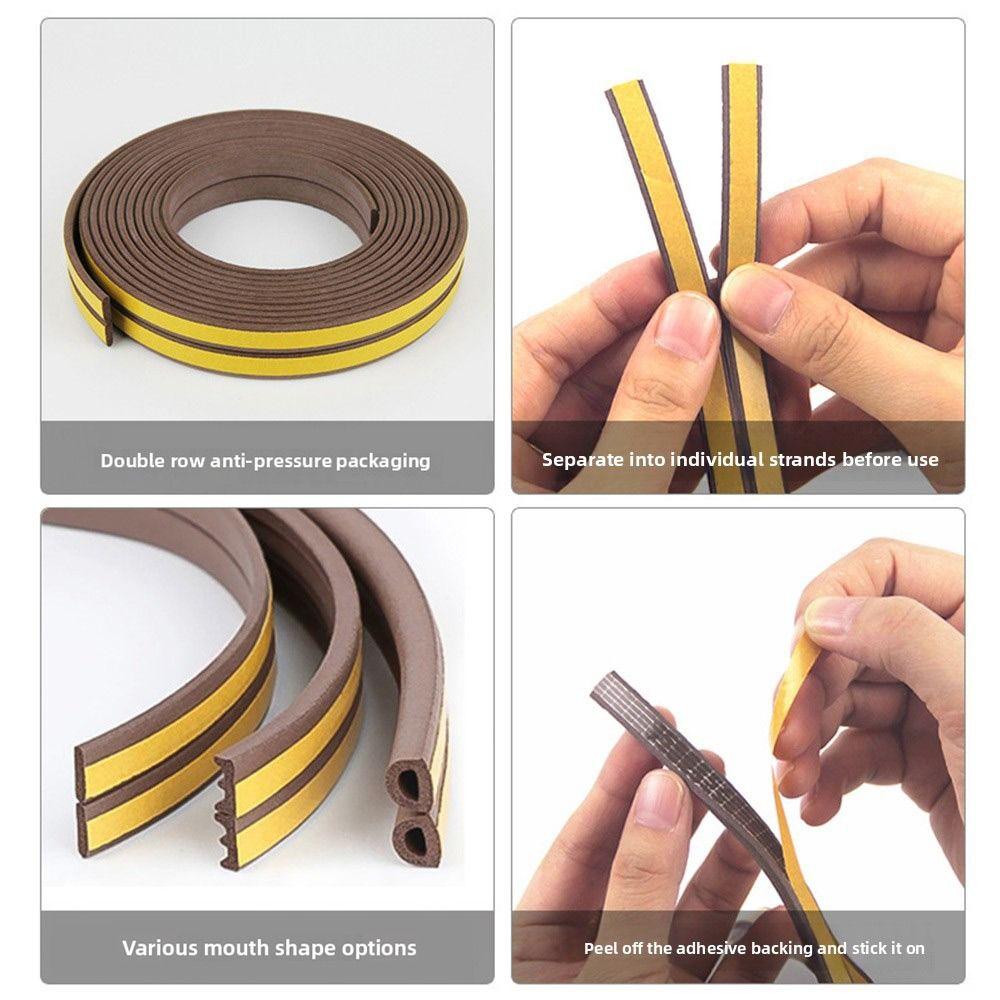 Self Adhesive Weather Stripping Door Seal Strip EPDM Windproof Door Seal Strip Anti Collision 6Meters Weatherstrip for Window