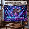 Cat Theme Throw Blanket Custom Name Text Personalized Blanket Soft Cozy Blanket for Home Sofa Bed