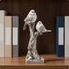 Bird On Branch Figurine Neutral Color for Living Room, Entryway