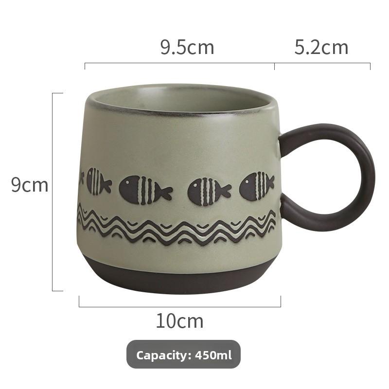 

Large Capacity Stoneware Mug Microwave Safe Coffee Cup for Breakfast Oatmeal Home Use 450ml