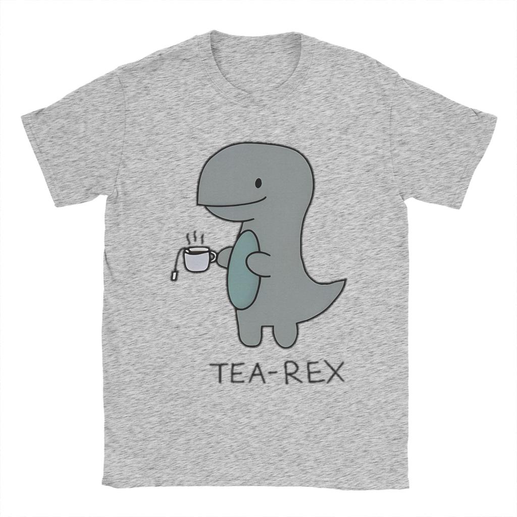 Tea-Rex T-Rex Dinosaur Teacup Men's T Shirt Cartoon Cute Funny Tees Short Sleeve Crewneck T-Shirts Cotton Gift Idea Clothing