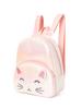 Kids Girl Cat Embroidery Double Pocket Backpack With Lightweight Polyester For School And Daily Use